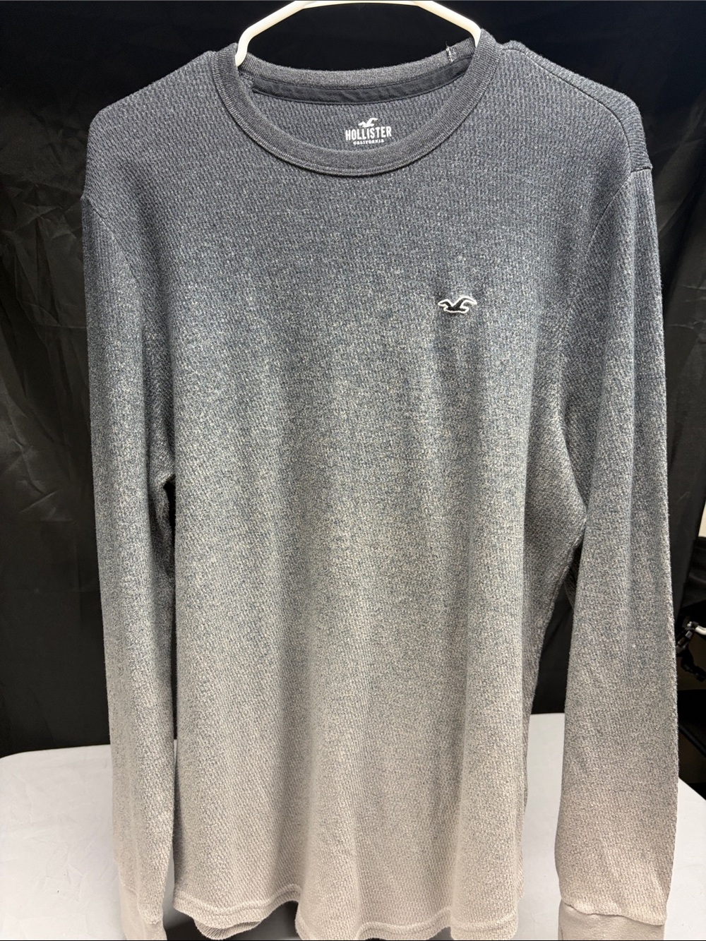 Hollister Ombre Thermal Long Sleeve Tee in Gray and Cream